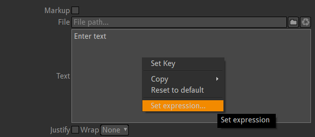 Set expression onto the Text field