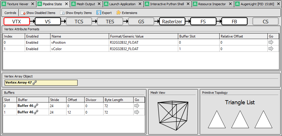 Pipeline State in RenderDoc